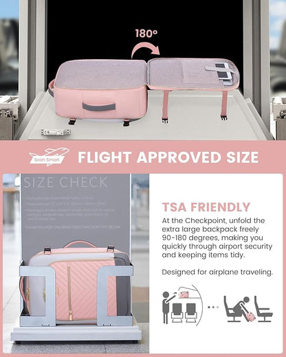 LOVEVOOK Large Travel Backpack for Women, TSA Carry on Backpack for Airplanes, 40L Personal Item Travel Bag for Women fits 17" Laptop,Waterproof Carry on Bag Airplane Approved with 3 Packing Cubes