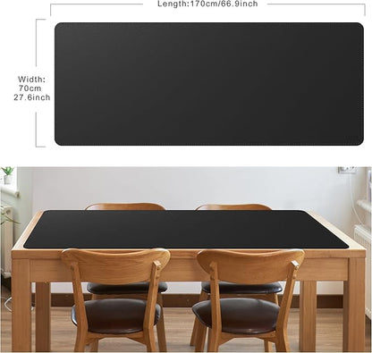 Cacoy 66.9'' x 27.5'' Leather Desk Pad Blotter Protector, Large Gaming Keyboard Mouse Pad, Faux Leather Desk Mat for Desktop and Laptop, Waterproof XXXL Extended Desktop Keyboard Mouse Mat, Black