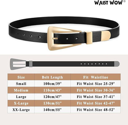 Women's Leather Belts for Jeans Pants Fashion Leather Waist Belt Ladies Dress Belts with Gold/Silver Buckle