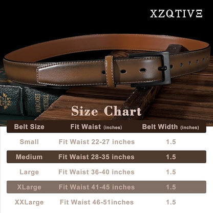 XZQTIVE TSA Belt For Men Metal Free Dress Belts Hypoallergenic Leather Belt With Black Buckle Nickle Free