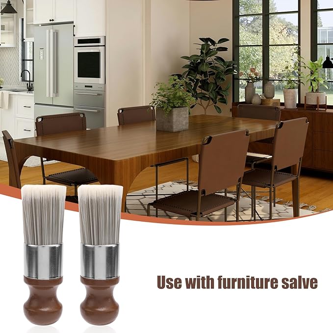 Gosknor 2pcs Salve Brush for Leather Furniture, Wood & Leather Cleaning Brush with Soft Nylon & Polyester Bristles, Brown