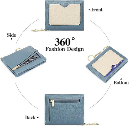 GAEKEAO Wallet Women RFID Blocking Small Bifold Vegan Leather Ladies Mini Purse with ID Window Zipper Change Pocket