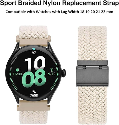 WOCCI 16mm Braided Nylon Watch Band for Men and Women, Quick Release, Black Stainless Steel Buckle (Starlight)