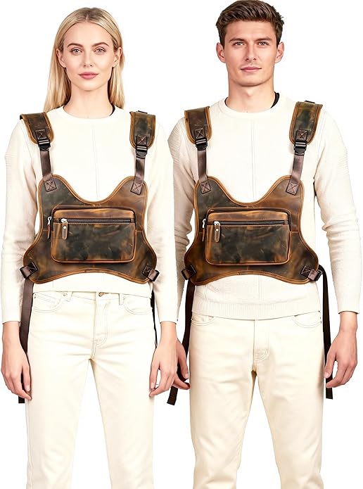 Thick Crazy horse Leather Triangle Crossbody Sling Chest Bag Travel One Shoulder Bag Daypack For Men Male 3028