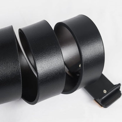 Aurolran Men&Womens Leather Dress Belt Business Automatic Buckle Belt Color-Black Silver Gold