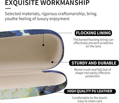 PERFECTSIGHT Hard Shell Eyeglasses Case, PU Leather Protective Glasses Case, Cute Eyeglass Case for Women Men Girls