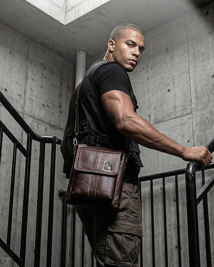 Men's Genuine Leather Crossbody Bag - Spacious & Functional & Durable Daily Use
