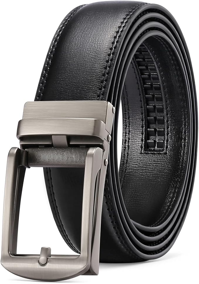 SENDEFN Men's Leather Dress Casual Belt 1 3/8" Automatic Adjustable Click Buckle Belts with Gift Box