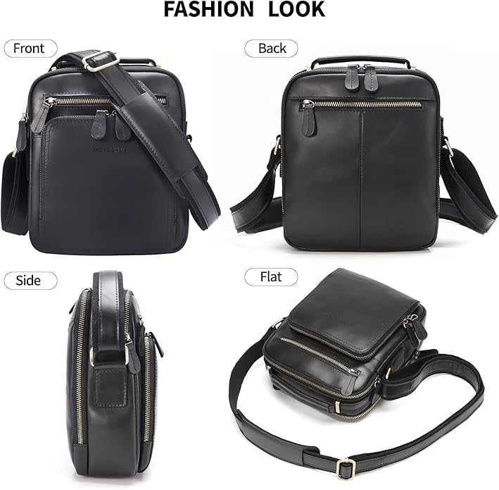 Jack&Chris Leather Messenger Bag for Men, Man Purse Crossbody Bags for Work Business