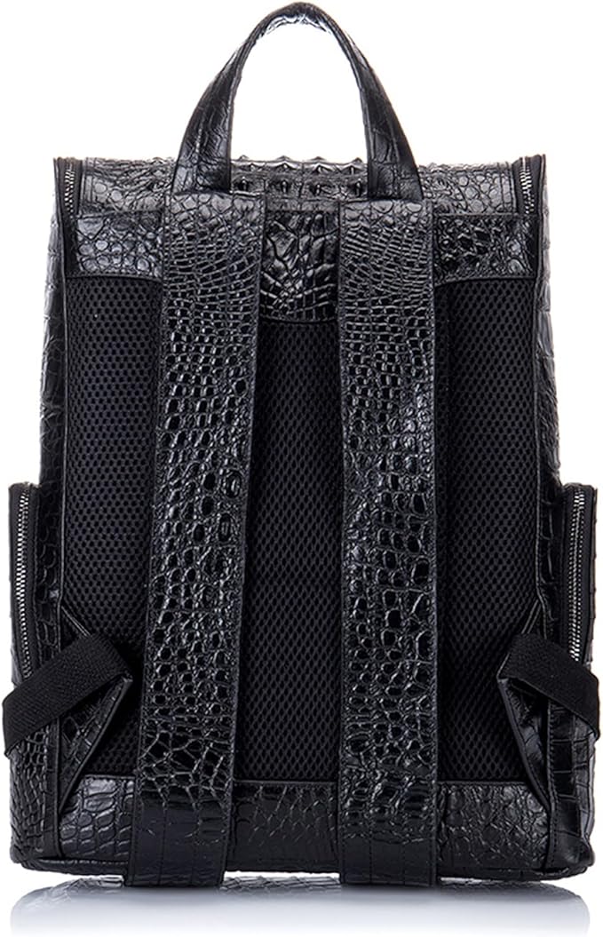 boshiho Real Leather Laptop Backpack Fashion Travel Bag Daypack for Men, Crocodile Pattern (L)