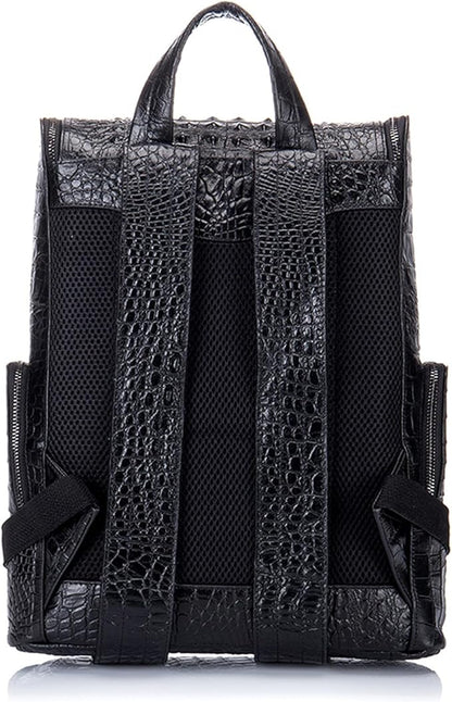 boshiho Real Leather Laptop Backpack Fashion Travel Bag Daypack for Men, Crocodile Pattern (L)