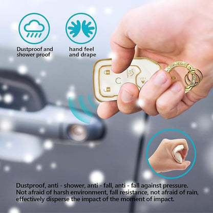 Soft TPU Key Fob Cover Case Shell Protector Key Cover Compatible with Chevy Chevrolet Suburban Tahoe GMC Terrain Yukon Yukon XL Car Key with Bling Keychain for Accessories (White)