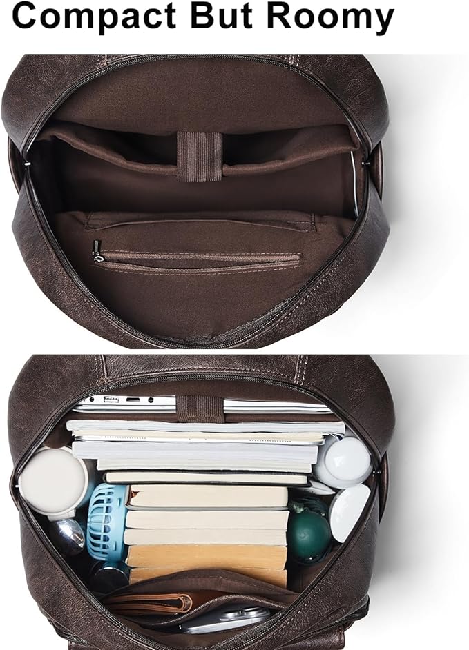 Leresas 37L Backpack Purse for Women Mens for Work Laptop Travel Business Back Pack Vegan Leather Fashion College Computer Teacher Bag Daypack Coffee