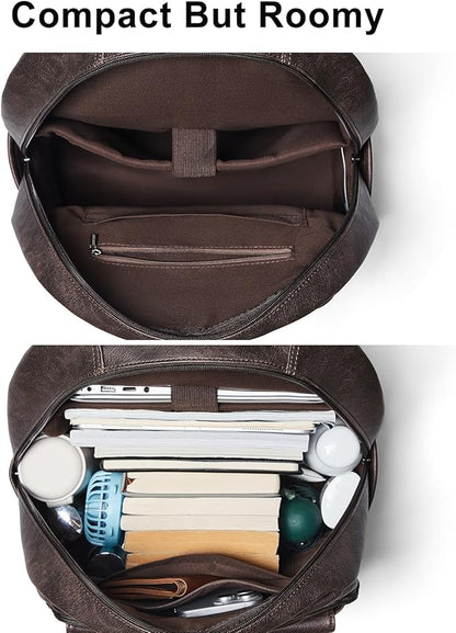 Leresas 37L Backpack Purse for Women Mens for Work Laptop Travel Business Back Pack Vegan Leather Fashion College Computer Teacher Bag Daypack Coffee