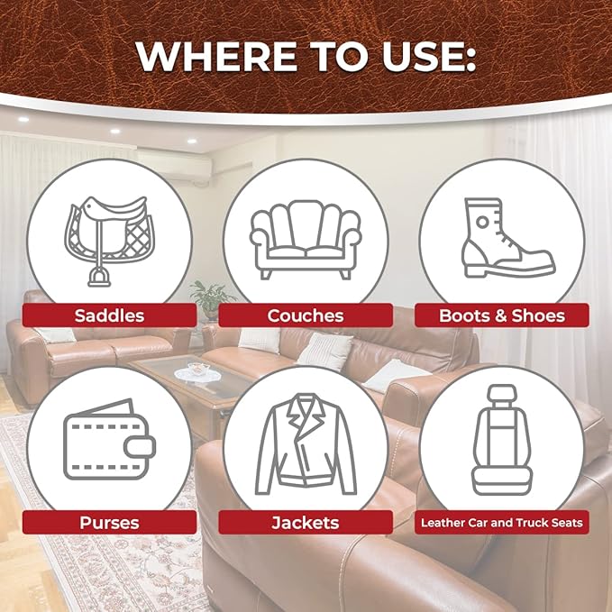 Leather Better Natural Leather Furniture Conditioner - for Boots, Shoes, Purses, Car Seats, Jackets, and Couches/Restore Moisture and Prevent Cracking / 10.04 oz