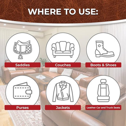 Leather Better Natural Leather Furniture Conditioner - for Boots, Shoes, Purses, Car Seats, Jackets, and Couches/Restore Moisture and Prevent Cracking / 10.04 oz