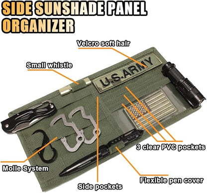 Molle Visor Panel Organizer, Sun Visor Tactical Storage Holder Pouch for Car SUV Truck, Nylon Sunshade Pocket With Velcro Strap for Pen Card Sunglass, Visor Accessories