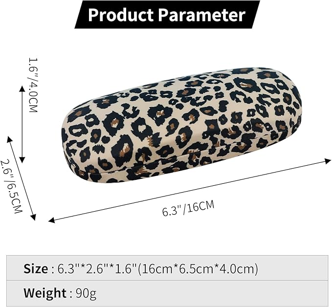 PERFECTSIGHT Hard Shell Eyeglasses Case, PU Leather Protective Glasses Case, Cute Eyeglass Case for Women Men Girls