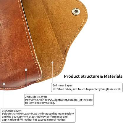 LogHog Portable Leather Glasses Case,Flexible Sunglasses Pouch Slim Case for Women Men Horizontal Eyeglass Case