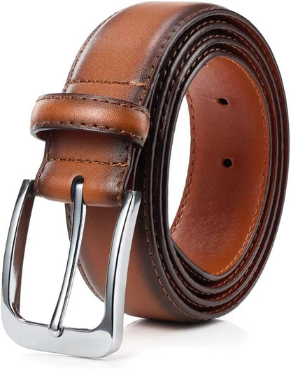 Bighake Men's Genuine Leather Dress Belt, Handmade Leather Jeans Belt for Men Work Business and Casual