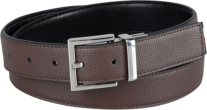 Tommy Hilfiger Men's Reversible Leather Belt, 2‑in‑1 Design for Dress Or Casual Wear