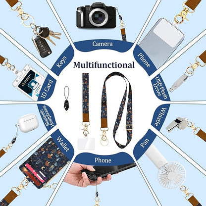 ID Badge Holder with Lanyards Wallet, Skull Mushroom Snake ID Badges with Zipper, RFID Card Holder for Women, Detachable Neck Lanyard Wrist Strap with Keychain for Teacher Student Gifts