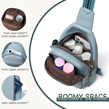 Leresas 7L Sling Bag for Women Men Vegan Leather Crossbody Bags Fanny Pack Purse Backpack Over Shoulder Bag Travel Anti Theft