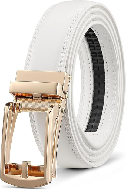 Founders & C Mens Ratchet Belt Leather Click 1 1/4" with Slide Buckle, Casual Dress Belt Adjustable