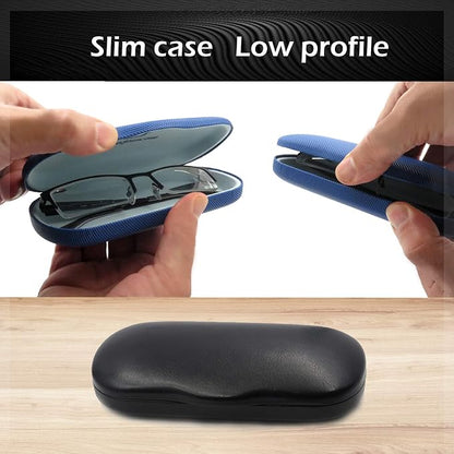 MyEyeglassCase Men's Medium Glasses Case - Classic Eyeglasses Hard Shell Holder, Elegant Easy Open Lip with Pouch and Cloth