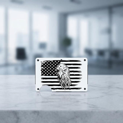Flag Wallet for Men Minimalist Personalized Engraved Metal Wallet Slim Wallet Gifts for Soldiers Veteran Patriots (Flag 4)