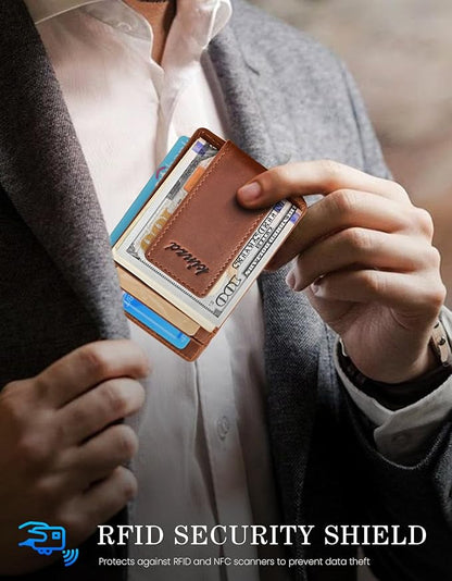 kinzd Money Clip, Front Pocket Wallet, Leather RFID Blocking Strong Magnet thin Wallet | RFID Blocking, Strong Magnet, thin