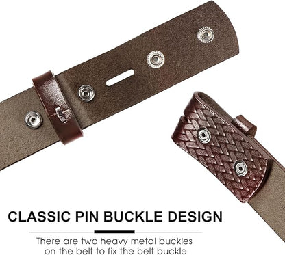 HJones Western Belts for Men without Buckle,Cowboy Belt Buckles for Men,1.5" Wide Genuine Leather Belt No Buckle