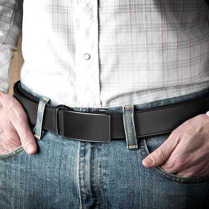 BOSTANTEN Mens Belt Leather Ratchet Belt For Men Dress and Casual with Adjustable Buckle, Trim to Fit
