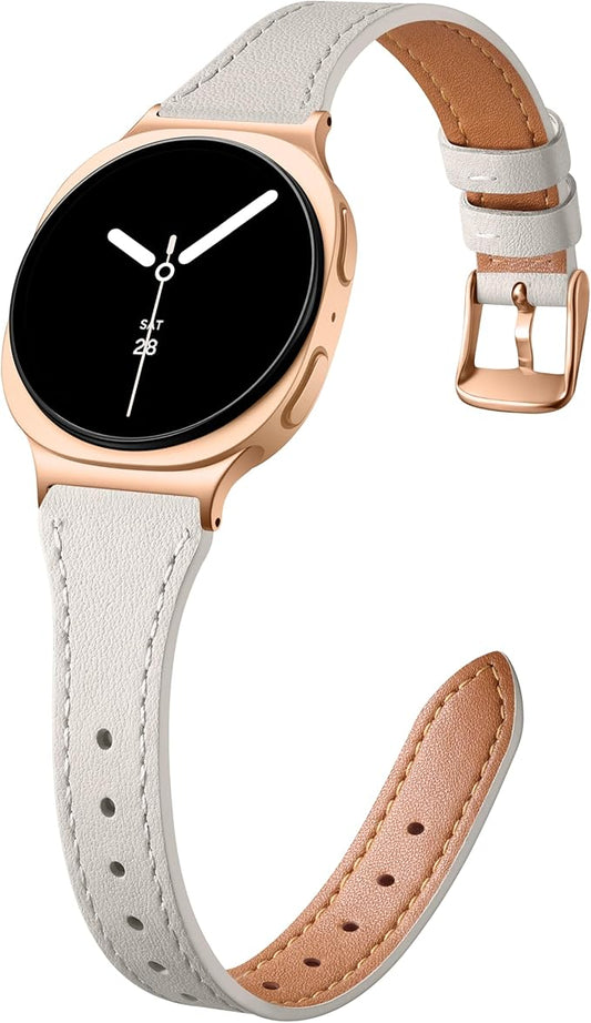 GEAK Slim Leather Band Compatible with Samsung Galaxy Watch 8 40mm 44mm/Watch 8 Classic 46mm, No Gap Adjustable Genuine Leather Replacement Dressy Strap for Samsung Watch 8 Bands Women