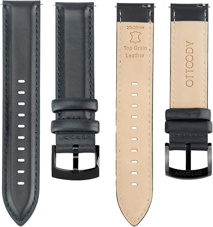 OTTOODY Leather Watch Bands Quick Release, Elegant Top Grain Leather Watch Straps for Men & Women, Choice of Color & Width - 18mm, 19mm, 20mm, 21mm or 22mm Wristbands Bracelet for Watch & Smartwatch