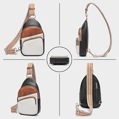 CLUCI Small Sling Bag for Women, Vegan Leather Fanny Pack Crossbody Bags for Women, Chest Bag With Guitar Strap