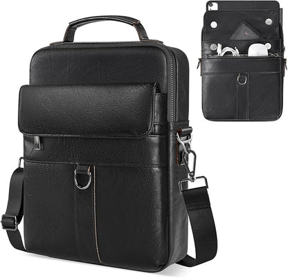 11 inch iPad Sleeve Carrying Leather Bag for 2026 iPad Pro 11 M5 M4 & iPad Air 11 M4 M3 M2, iPad A16 with Magic Keyboard, Protective Padded Travel Shoulder Crossbody Case with Handle, Black