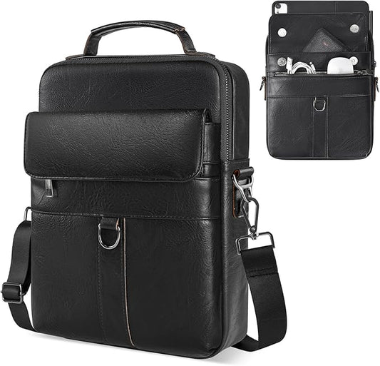 11 inch iPad Sleeve Carrying Leather Bag for 2026 iPad Pro 11 M5 M4 & iPad Air 11 M4 M3 M2, iPad A16 with Magic Keyboard, Protective Padded Travel Shoulder Crossbody Case with Handle, Black