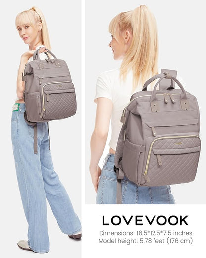 LOVEVOOK Laptop Backpack for Women, 15.6'' Waterproof Nurse Bag Teacher Work Backpack Purse for Women, Travel Computer Backpack for College Office Business Ladies
