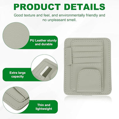 PATIKIL 1 Pcs Car Sun Visor Organizer, 6.1 x 4.9 Inch PU Leather Vehicle Storage Pouch Holder for Sunglasses Card Pen Driver License Car Accessories, Gray