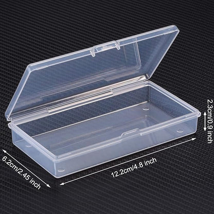 SATINIOR Pack of 12 Clear Plastic Bead Storage Containers with Hinged Lids for Beads and More (12.8 x 6.1 x 2.45 x 2.9 inches)