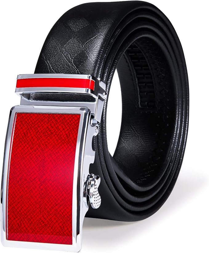 Dubulle Designer Mens Belts, Sliding Automatic Buckle Ratchet Dress Belt TOP Genuine Leather Strap Gifts