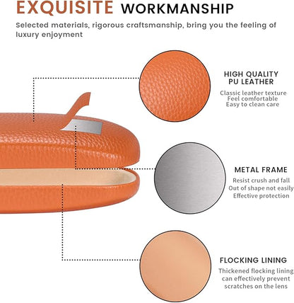 molshine Hard Shell PU Leather Glasses Case,Travel Portable Eyeglass Case for Men Women Girl Travel Study Work