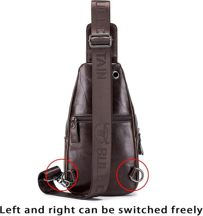 LUKZIJAES Genuine Leather Sling Bag for Men