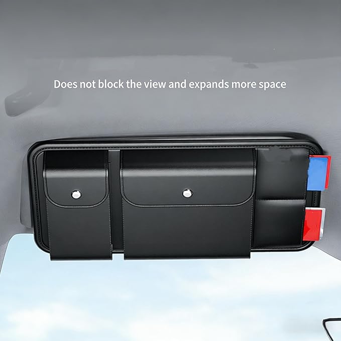 Car Sun Visor Organizer for Tahoe High Country 2020-2025, Leather Storage Bag Portable Multi-Pocket Large Capacity Sunvisor Organizer,2 pcs