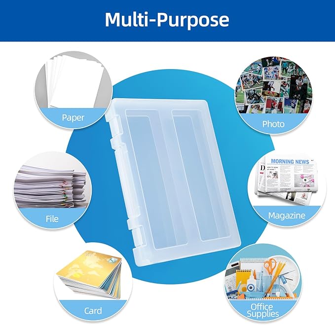 4 Pack Large A4 Paper document Box, Arts Supply Storage Organizer Box Scrapbook Storage Box Crafts Organization Boad Game Storage,Thick Plastic Scrapbook Storage Box for 8.5" x 11" Letter