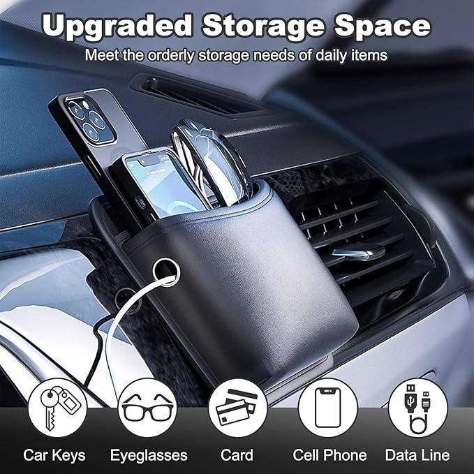 2Pcs Car Side Pocket Organizer, Universal Leather Mini Storage Bag for Cell Phone, Wallet, Key, Glasses, Multifunctional Car Organizer Accessories for Car Seat, Door, Window, Console, 7*4.3*2.2inch