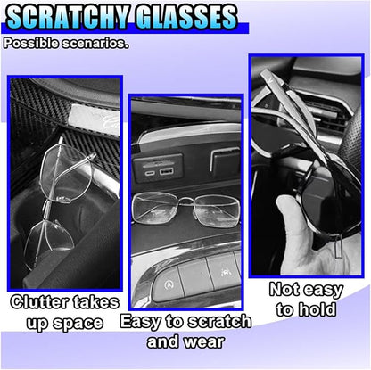2PCS Sunglass Holder for Car Sun Visor, Magnetic Leather Vehicle Glasses Eyeglass Mount & Ticket Card Clip, Automotive Interior Visor Accessories, Universal for Sedan SUV Truck (Orange)