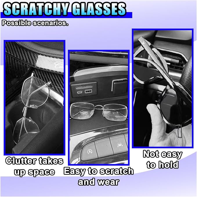 2PCS Sunglass Holder for Car Sun Visor, Magnetic Leather Vehicle Glasses Eyeglass Mount & Ticket Card Clip, Automotive Interior Visor Accessories, Universal for Sedan SUV Truck (Grey)
