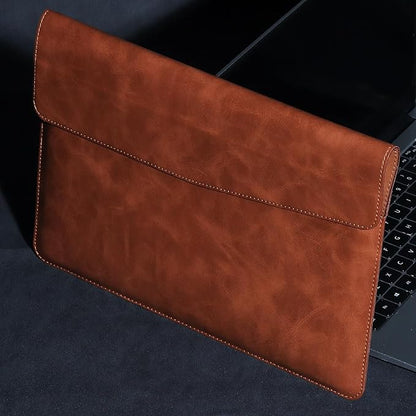 13 Inch Leather Laptop Sleeve Compatible with MacBook Neo 13" 2026 & MacBook Air/Pro 13" (M5/M4/M3/M2/M1, 2025-2018), Magnetic Buckle Closure Protective Case Cover,Brown